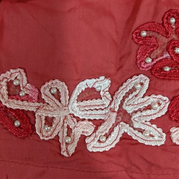 Soft Surroundings Floral Crush Coral Tunic Embroidered Beaded Blouse Small - Picture 10 of 12
